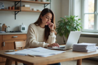 Femme organisée mettant à jour son adresse en ligne