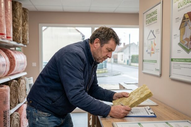Homme d'âge moyen examine des échantillons d'isolation