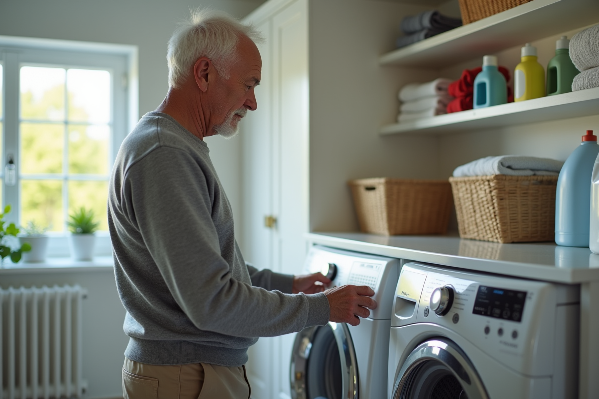 Homme ajuste les réglages d