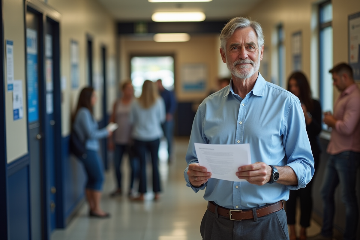 Homme en poste de changement d