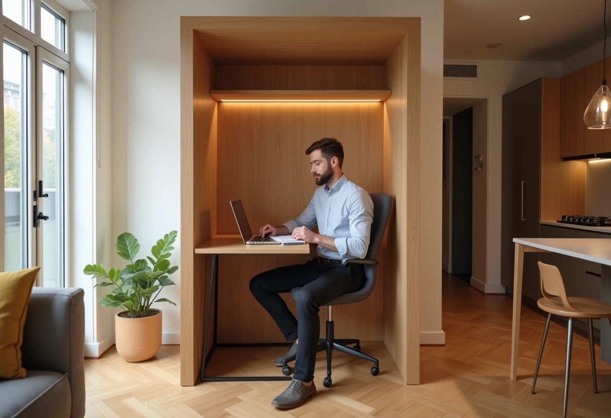 Homme travaillant dans un espace de travail en bois