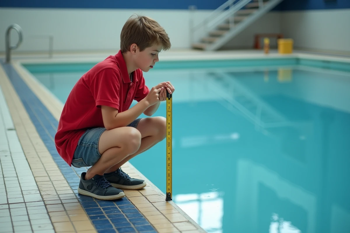 Jeune garçon mesurant la profondeur d